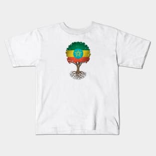 Tree of Life with Ethiopian Flag Kids T-Shirt